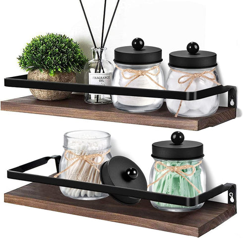 SheeChung 4 Pack Apothecary Jars with Lids, Bathroom Organizers and Storage, Qtip Holders Set, Bathroom Decor, Small Mason Jars for Q-tips, Cotton...