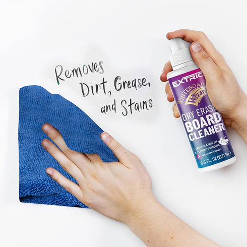 Whiteboard Cleaner 8.5 Ounces White Board Cleaning Spray, Dry Erase Board Cleaner and a Microfiber Cleaning Cloth (1) Non-Toxic Dry Erase Cleaner ...