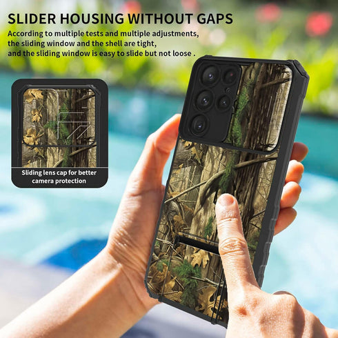 Rossy for Samsung Galaxy S23 Ultra Case, Galaxy S23 Ultra Phone Case with Slide Camera Cover Kickstand Dual Layer Hybrid Shockproof Protective Cas...