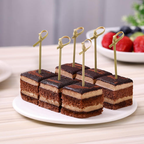 100 PCS Cocktail Picks, 4.7 Inch Toothpicks for Appetizers, Natural Bamboo Knot Skewers, Mini Food Sticks, Fancy Tooth Picks for Drinks,Fruit,Char...