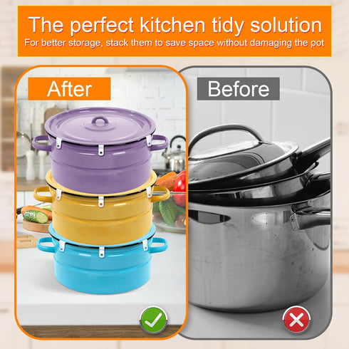 12pcs Dutch Oven Lid Protector Clips, Cookware Protector Clips Replacement Plastic Bumpers Stacking and Storage Protective Clips for Dutch Oven Po...