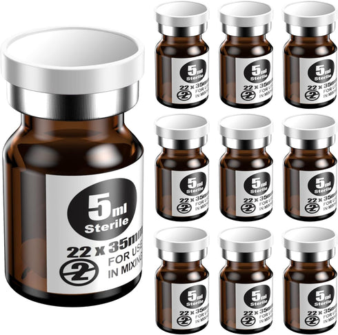 Ks-Tek Sterile Empty Vials with Self Healing Injection Port,with Aluminum plastic Cap,Sterile Package (5ml Amber,10)...