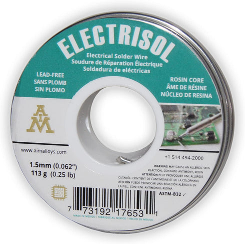 AIM Electrisol Lead Free 0.062inch Rosin Flux Core Solder Wire for Electrical Soldering (113g / 4oz)...