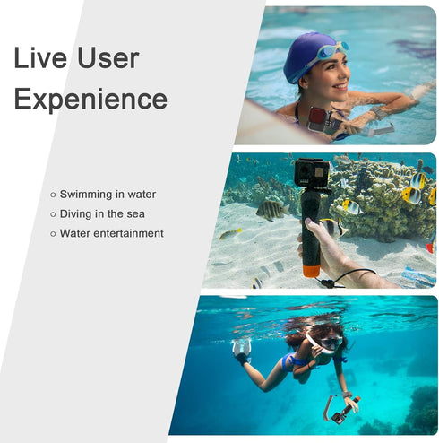FitStill Waterproof Monopod Floating Hand Grip Snorkeling Selfie Pole Stick +Steel cored Safety Wrist Strap Rope for Go Pro Hero 12/11/10/9/8/7/6/...