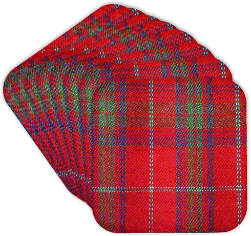 3dRose CST_113037_2 Traditional Red Tartan Pattern-Scottish Plaid with Green and Blue Checks-Checkered Scotland-Soft Coasters, Set of 8...