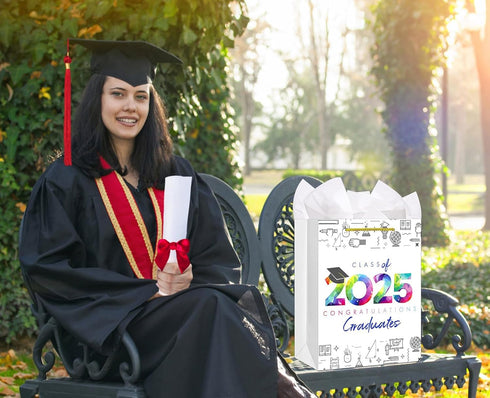 FaCraft Graduation Gift Bags 2025-13" Large Class of 2025 Grad Gift Bag with Tissue Paper for Him Her High School College Senior Junior 8th Grade ...