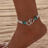 Elastic Beaded Ankle Bracelet for Women Double Layered Beaded Anklet Silver Hearts Stretch Anklet Boho Colorful Beach Anklets Cute Heart Foot Jewe...