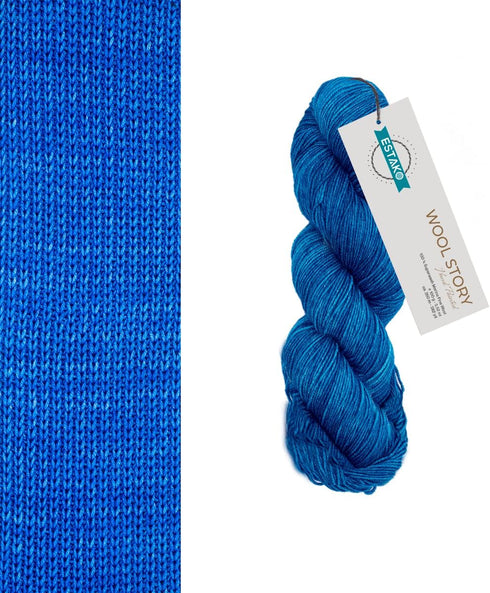 Estako Wool Story Hand Painted 100% Superwash Merino Wool. Super Fino (1) / 3.52 Oz - 100 gr / 382 yard - 350 mt (7819 - Bright Cobalt)...