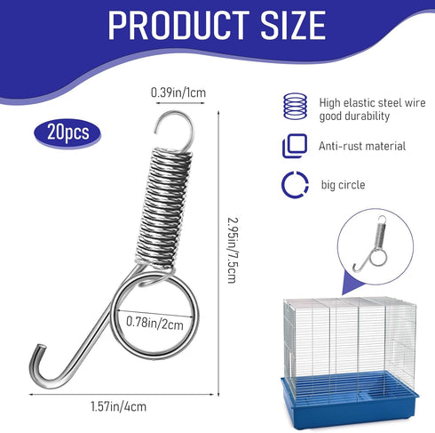 20Pcs Spring Door Latch for Rabbit Cages Spring Latch Hook for Rabbit Cages Multi-Functional Pet Cages Door Spring Latch for Fixing Small Animal, ...