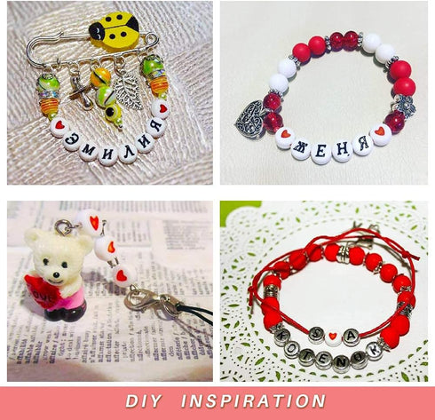 Pandahall 200pcs White Acrylic Red Heart Beads Flat Round Love Heart Disc Coin Pony Beads for DIY Word Message Initial Bracelet Spacer Charms Jewe...