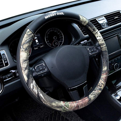 MOSSY Oak Camo Steering Wheel Cover, Universal 15 inch - Made with Premium PVC Leather and Cotton Fabric - Official Licensed Product...