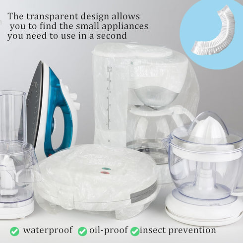50pcs Disposable Thickened Small Appliance Dust Covers - Clear Kitchen Appliance Covers Plastic with Elastic Oil Dust and Dirt Proof for Blender A...
