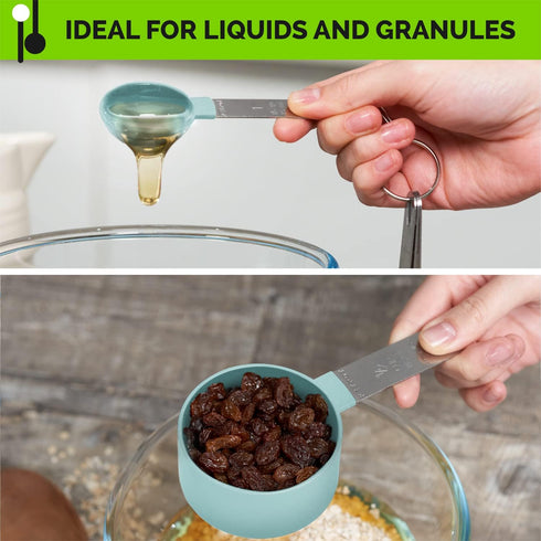 Measuring Cups & Spoons Set of 10 Pieces, Stackable Cups and Spoons, Nesting Measure Cups and Measuring Spoons with Stainless Steel Handle, Kitche...