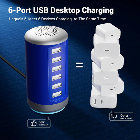 USB Charger USB Charging Station 30W 6-Port USB Desktop Charging Station Hub Wall Charger for iPhone iPad Tablets Smartphones Multi-Port Wall Char...