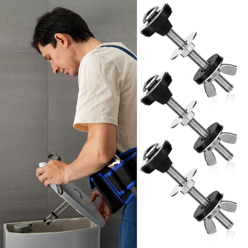 2Pcs Universal Toilet Tank to Bowl Bolts Kit, Heavy Duty Toilet Bolts with Rubber Washers Gaskets and Wing Nuts Extra Long Nut Screw Set for Toile...