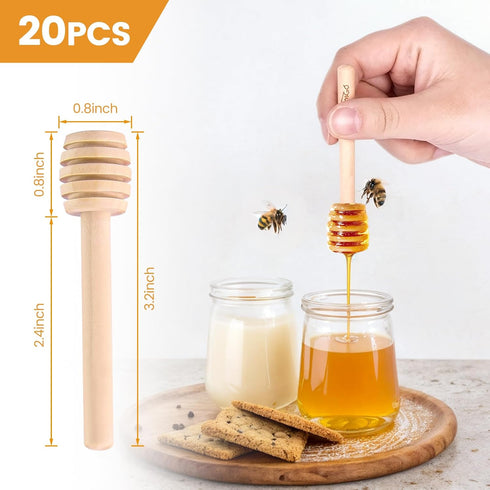 HANSGO 20PCS Wooden Honey Dipper Sticks, 3 Inch Honeycomb, Mini Honey Spoon Wand for Jar and Dispenser, Top off Cupcake, Themed Baby Shower, Brida...