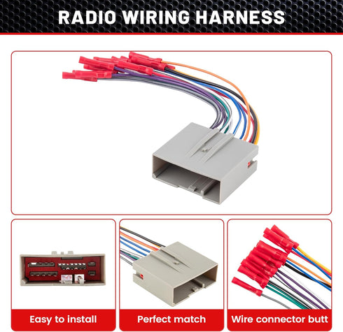 RED WOLF Radio Harness Compatible with Ford 2003-Up F150 Focus Explorer Lincoln MKX for 2006-2008 Hyundai Sonata Install Aftermarket Stereo Power ...