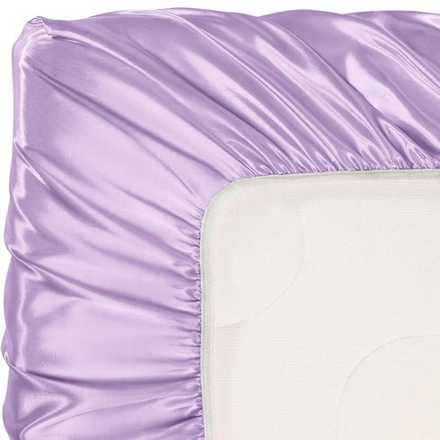 Pro Goleem Satin Soft Crib Sheet Great for Baby with Sensitive Hair Silky Baby Sheet Lavender Unisex 52’’x28’’x8’’ Fitted Cover...