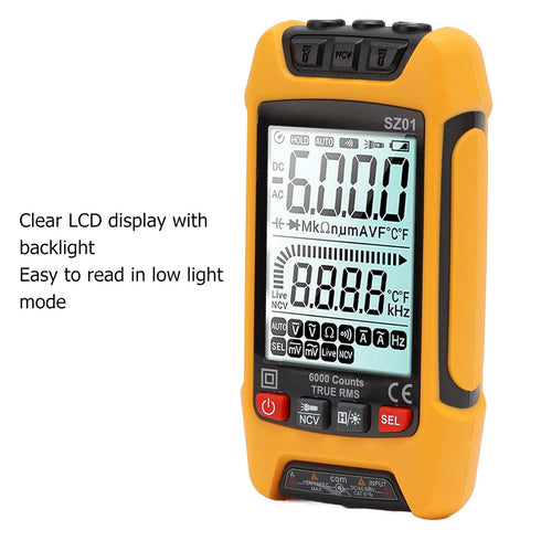 Digital Multimeter, DC AC Voltmeter, High Accuracy Automatic Fire Prevention Tester Kit with Backlight LCD Display, Receptacle Tester, Test Leads ...