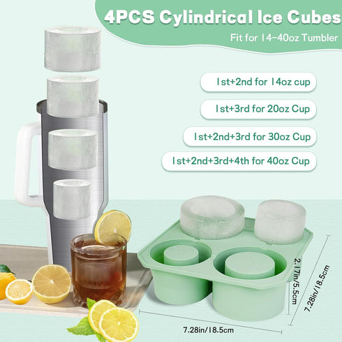 Ice Cube Tray for Stanley Cup 40oz 30oz 20oz 14oz Tumbler Ice Mold, Silicone Ice Tray With Lids for Chilling Cocktails, Whiskey, Drinks, Coffee, E...