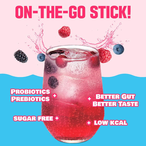 TEAZEN Berry Kombucha Tea, Hydration Drink Mix, Sugar Free, Live Probiotics & Prebiotics, 10 Sticks, 1.76oz...