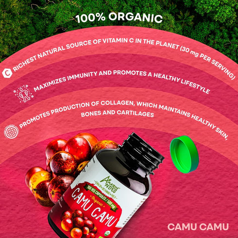 Camu Camu Capsules l Powerful Vitamin C Source l Immune System Booster l Organic and Fairtrade Certified l 100 Vegan Pills l 1500mg per Serving l ...