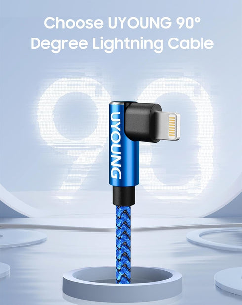 90 Degree iPhone Charger 6FT 2Pack Apple MFi Certified Lightning Cable Long Nylon Right Angle Fast iPhone Charging Cord Compatible with iPhone 14/...
