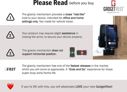 2-in-1: Monitor/Laptop Phone Holder & Headphone Hook Clip – Gravity Side Mount by GadgetRest...