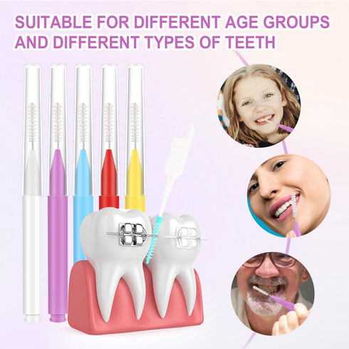 250pcs Interdental Brushes for Braces, 5 Colors Soft Bendable Braces Brushes Dental Teeth Flossing Head Disposable Hygiene Flosser Toothpick Tooth...