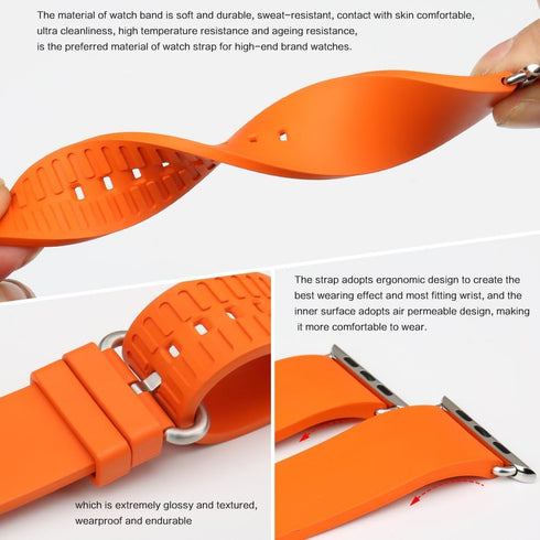 REZERO Compatible with Apple Watch Band 49mm 45mm 44mm 42mm 41mm 40mm 38mm, Fluoro Rubber Watch Strap with Stainless Steel Buckle Replacement for ...