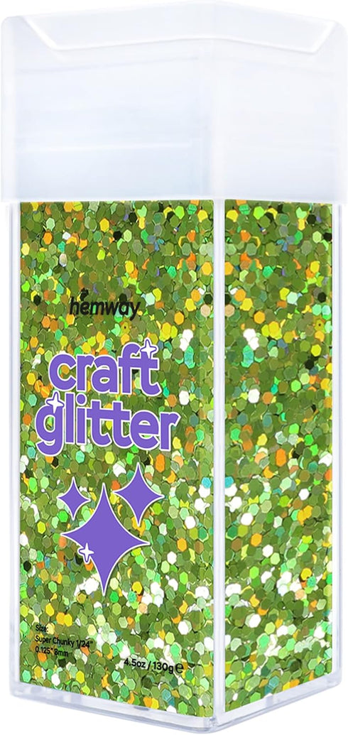 Hemway Premium Craft Glitter Shaker - Lime Green Holographic | 110g Super Chunky Metallic Flake Sequins for Resin & Epoxy Crafts | Craft Supplies ...