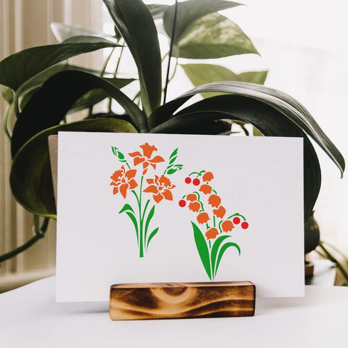 Daffodil Bell Flower Stencils for Painting on Wood 6" x 6", Reusable Flower Stencils for Painting on Walls, Small Flower Stencils for Kids, Crafts...