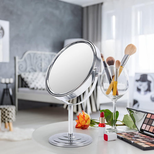 Schliersee 10X Magnifying Makeup Mirror 8 inch, Double Sided Makeup Mirror, 1X/10X Magnification Standing Swivel 8" Table Desk Mirror for Dresser ...