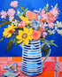 Tucocoo Blue White Jug Paint by Bumbers for Adults Graffiti Purple Background Colorful Flowers DIY Paint by Numbers Acrylic Paint Canvas Women Pai...