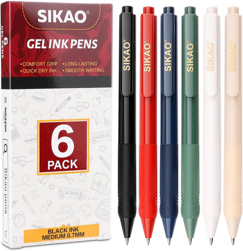 Gel Pens Fine Point Smooth Writing Pens 0.5mm, Super Soft Grip Quick Dry Black Gel Ink Pens Ballpoint, Click Retractable Pens for Journaling Note ...