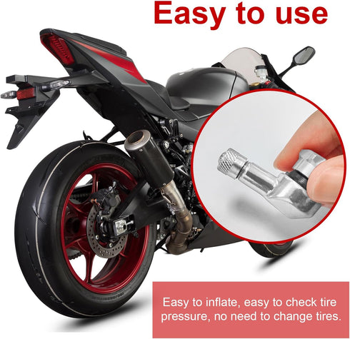 2 PCS Motorcycle Tire Valve Stems, 90 Degree Aluminum 11.3mm/10mm Rim Wheel Tubeless Angle Air Stem with Rubber Seals, Compatible with Most Motorc...