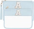 Clear Makeup Bag Set 2pcs Glitter Chenille Monogram Snacks Bag Travel Essentials Flat Zipper Pouch Cosmetic Brush Bag for Women (Blue Set-A)...