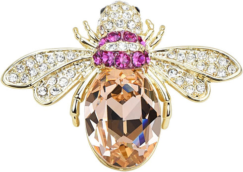 Lovely Crystal Bumble Honey Bee Insect Brooch Pins Collar Pin Lapel Pin Costume Jewelry for Women...