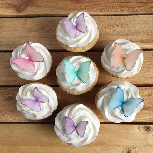 Edible Butterflies for Cake Decorating Set of 24-2" Big Size Cake and Cupcake Toppers, Butterfly Cake Toppers...