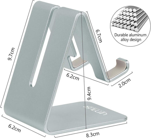 Urmust Cell Phone Stand for Desk Phone Holder Dock Cradle Stand for iPhone 15 14 13 12 11 Pro Max X Xr 8 Plus Tablet(4-10in) Bluish Gray...