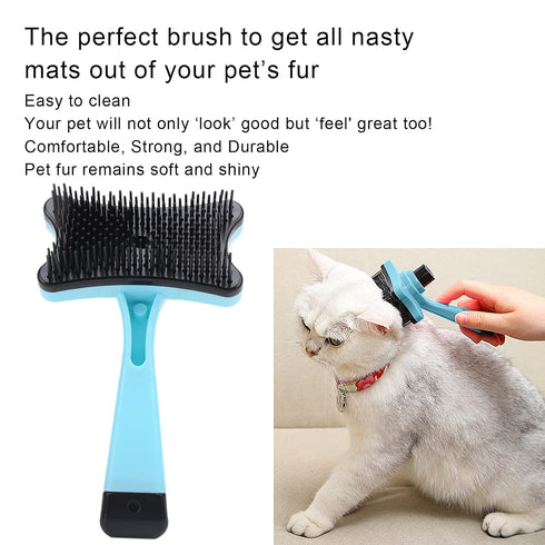 GLOGLOW Pet Grooming Brush, Self Cleaning Slicker Brush Short and Long Hair Shedding Brush for Dogs Cats Gently Removes Loose Undercoat(Blue) Hair...