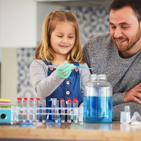 Test Tubes with Rack,50 Pack Clear Plastic Test Tubes13x78mm - with Secure Caps & Durable Holder Rack, Ideal for Scientific Experiments, Candy Bea...