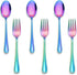 LIANYU 6-Piece Kids Forks and Spoons Silverware Set, Rainbow Children Toddler Utensils Set, Stainless Steel Child Flatware Cutlery Set for Home Pr...