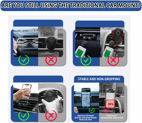 Mobile Phone Holder Invisible Gravity Creative Car Universal Air Outlet Car Navigation Retractable Mobile Phone Holder (Universal for All Mobile P...