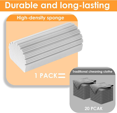 2-Pack Damp Clean Duster Sponge,Magic Sponge Eraser for Household Cleaning, Duster for Cleaning Blinds,Dish, Glass, Window Track Grooves,Ceiling F...