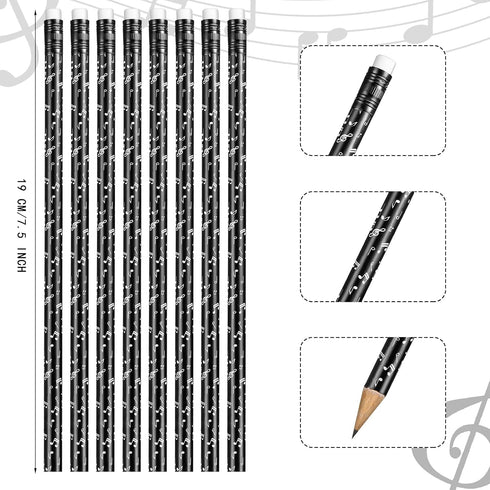 Chinco Music Pencils Music Note Pencil Music Pencils for Students Bulk Round Fun Pencils Woodcase with Eraser for Students Kids Party Favors Class...