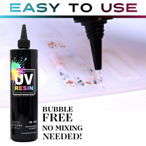 Counter Culture DIY Clear UV Resin, 4 oz, Quick Art Supplies for Coating & Casting, Great for Jewelry, Keychains - Epoxy Glue Cures Hard, No Stick...