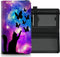 Checkbook Cover for Women Men Premium Leather Check Book Holder Wallet with RFID Blocking Function and Elastic Band, Galaxy Butterfly Cat...