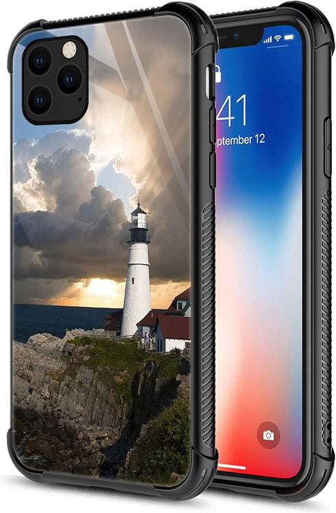 CARLOCA Compatible with iPhone 13 Pro Case,Lighthouse Beacon Clouds Identity Graphic Design Shockproof Anti-Scratch Hard Acrylic Case for iPhone 1...