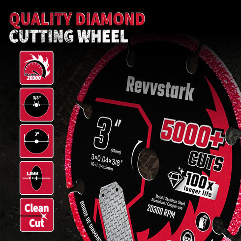 Diamond Cutting Wheel 3 x 3/8 Inch for Metal, Meatl Cutting Disc, Cut Off Wheel 3 Inch for Metal with 5000+ Cuts on Rebar, Steel, Iron and INOX 3 ...